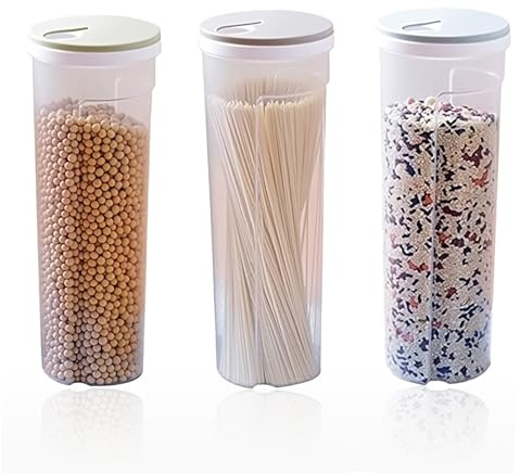 QKNOSM 3 Stücke Spaghetti Aufbewahrungsbox, Nudeln Aufbewahrungsbehälter luftdichte Getreidebehälter Pasta Dose behälter Transparente Küchen Vorratsdosen Müsli Aufbewahrung für Snacks Nüssen
