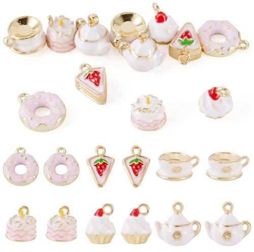 Boutigem Food Enamel Pendants Cute Assorted for DIY Necklace Bracelet Earrings Jewelry Making