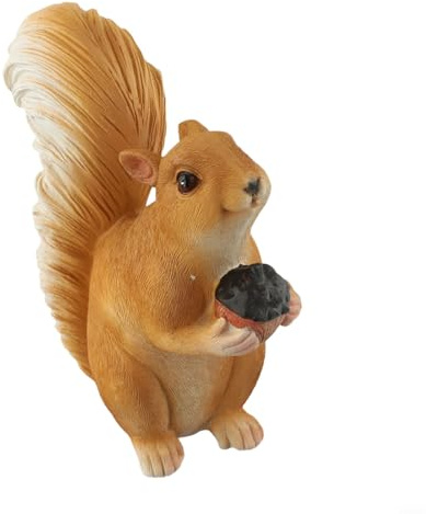 Yuanpgky Garten-Eichhörnchen-Statue aus Kunstharz, lebensechte Tierdekoration, wetterbeständig, für Bäume, Zäune, Terrassen, Orange, für Hof, Naturliebhaber (#1)