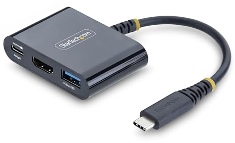 StarTech 3-in-1 USB-C HDMI Dock, 4K 60Hz, 140W, 5Gbit/s, PD 3.2, MacBook | USB-C auf HDMI Multiport Adapter, Mini Dock, USB Hub, Dell, Thinkpad, HP, iPad, Passthrough, USB-A