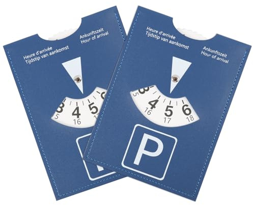 2er Set Parkscheiben aus PU-Leder, Europäische Norm 11x15cm, Weiche Oberfläche, Klare Zeitmarkierung, Abnutzungsresistent, Wiederverwendbare Parkuhr für Blaue Zonen und zeitbegrenzte Parkzonen
