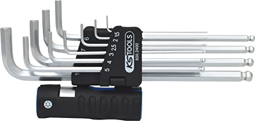KS Tools 920.2400 3 in 1 Innen6kant-Winkelstiftschlüssel-Satz,10-tlg. XL, Kugelkopf