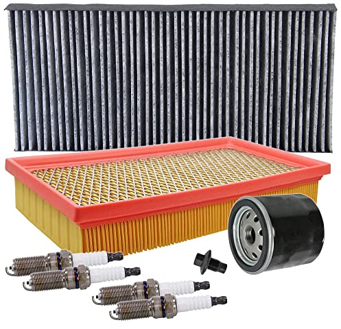 BESTPRICE Inspektionspaket Filterset mit 1x Luftfilter, 1x Innenraumfilter (Pollenfilter) mit Aktivkohle, 4x Zündkerze Kompatibel mit FORD FOCUS 1 Mk1 (DAW, DBW)(DFW) (DNW)