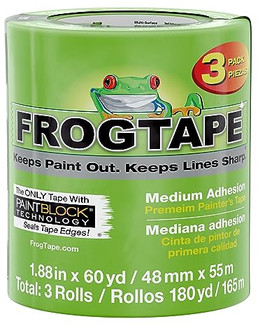 FROGTAPE 240661 Lot de 3 rouleaux de ruban adhésif multi-surfaces avec paintlock, adhérence moyenne, 4,7 cm x 60 m, vert