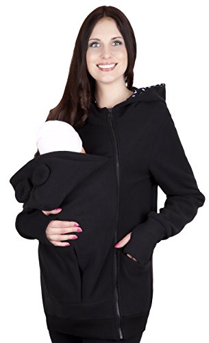 Mija - Tragejacke/Fleecepullover für Tragetuch Tragepullover für beide 4019A (L / 40, Schwarz)