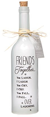 Boxer Gifts Light-Up LED Friends Together Glass Starlight Bottle | Beautiful Decorative Homeware Birthday Christmas | Comes with Gift Tag, White, 6.7cm x 29.5 cm
