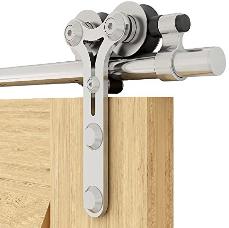 CCJH 201CM/6.6FT Herraje para Puerta Corredera Kit de Accesorios para Puertas Correderas Juego de Piezas de acero inoxidable Carril para Puerta Deslizante,para puerta de madera/puerta de cristal