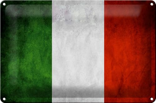 Targa in metallo 20 x 30 cm bombata Italia bandiera nazionale Italia bandiera vintage decorazione regalo targa