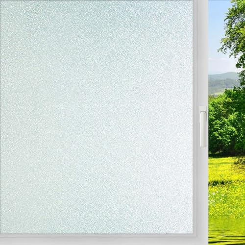 Qualsen Fensterfolie Sichtschutz Selbsthaftend Blickdicht Sichtschutzfolie Fenster Milchglasfolie (Funkelnd Milchglasfolie, 90x400cm)