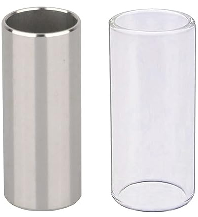 Guitar Slides,1x Glass Slide and 1x Stainless Steel Slider for Electric Guitar Acoustic Guitar and Bass 6cm