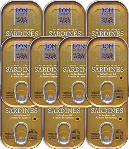 Bon Appetit Sardinen in Sonnenblumenöl 10x120 g - Premium-Qualität aus Portugal - reich an Omega-3