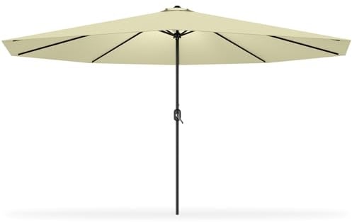 UISEBRT 350cm Aluminium Sonnenschirm mit Handkurbel, UV‑Schutz 40+, Beige | Gartenschirm für Balkon, Garten und Terrasse, robuster Marktschirm für den Außenbereich