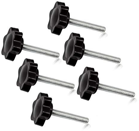 SPEEDWOX 6 Stück Klemmschraube, M5 x 30, Pflaume, Sechskant, Handknäufe, gerändelte Rändelschraube, Griff, Klemmknauf, Außengewinde, metrisches Gewinde