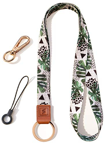 SENLLY Umhängeband Schlüsselband Neck Lanyard strip mit und echtem Leder, für Schlüssel, ID Badge Card Holder, Ausweishülle, Mobile Handys Telefon