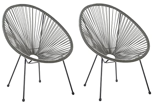 Beliani Lustiges Balkonset 2 Stühle Spaghetti-Optik Rattan dunkelgrau Acapulco