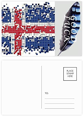 Island-Flaggen-Postkarten-Set mit abstraktem Flaggenmuster, Glücksfeder, 20 Stück