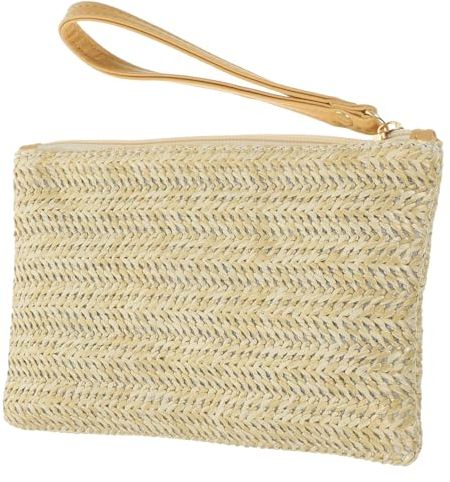 Lurrose Straw Zipper Clutch Bag Bohemian Wristlet Women Summer Beach Purse and Handbag