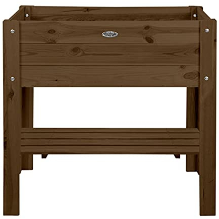 Hochbeet aus Holz mit Einlagefolie, braun, Holzhochbeet für Terrasse und Balkon, Gemüse- und Kräuterbeet