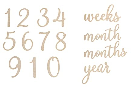 Pearhead Wooden Milestone Numbers & Words, Baby Announcement Cards, Milestone Marker Keepsakes, Pregnancy Milestone Markers, Wooden Photo Props for Pregnancy and Baby