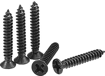 sourcing map M3 x 20mm Wood Screws Phillips Flat Head Carbon Steel Self Tapping Screws Black 200pcs