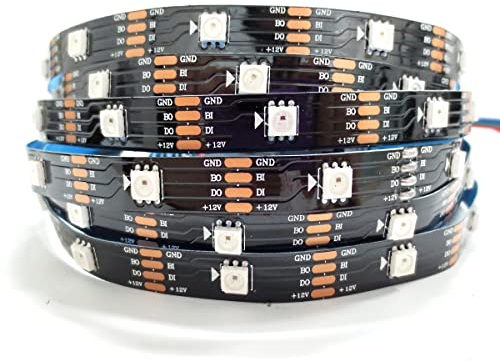 Tesfish 12V WS2815 LED Streifen Licht, 5m RGB Dual Signal LED Pixel Strip SMD 5050 150 LEDs IP30 Vollfarbiger Individuell Adressierbarer Programmierbar LED Lichtleiste für DIY, Werbung Dekoration