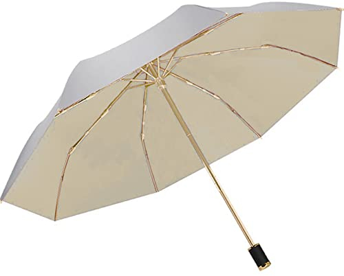Meichoon Viaje UPF 50+ protección UV Paraguas Inversa Portátil 8 Costillas Cubierta Reflectante Plateada de Doble Capa, Sombrilla para Exteriores, Bloqueo de Sol y lluvia para Senderismo