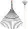 KOTARBAU® Laubbesen aus Stahlband 180 cm Laubrechen mit Holzstiel Gartenwerkzeug zum Laubkehren