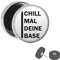 Treuheld® Silberner Fake Plug Chill mal deine Base - Bild Ohrstecker mit Motiv - Anzahl: 1 Stück