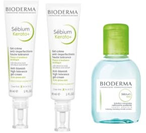 Bioderma Sebium | Sebium Kerato Plus + Sebium H2O | Befeuchtet & reinigt | Hohe Toleranz | Anti-Pickel & Anti-Markierungen | Gesicht | Zu Akne neigende Haut