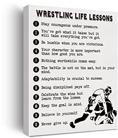 Xiolcxdr Kunstdruck auf Leinwand, Motiv Wrestling Life Lessons, Stay Courageous Under Press, Wandgemälde, Poster, 30,5 x 38,1 cm, moderne Heimdekoration (gerahmt)