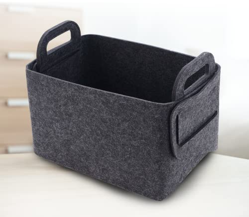 Holzkorb Filz Anthrazit Mini Kaminholzkorb Weide Eckig Faltbar Ideal zum Aufbewahren von Spielzeug, Kaufgegenstand,45x29x31cm