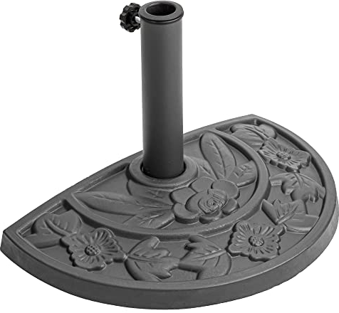 Soporte para sombrilla gris de hormigón, semicircular, 50 cm para jardín, terraza, diámetro del vástago de hasta 60 mm, pie de sombrilla de hormigón, bandera de mástil