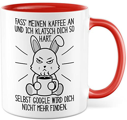 Taza de café para amantes del café, regalo, toca mi café y yo chisme, idea de regalo para fans de café, taza de café, taza de café con texto divertido para disfrutar del café (blanco/rojo)