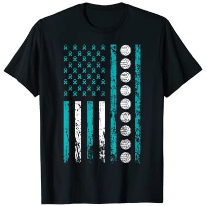 Amerikanische Sportflagge Stress Awareness Month Volleyball T-Shirt