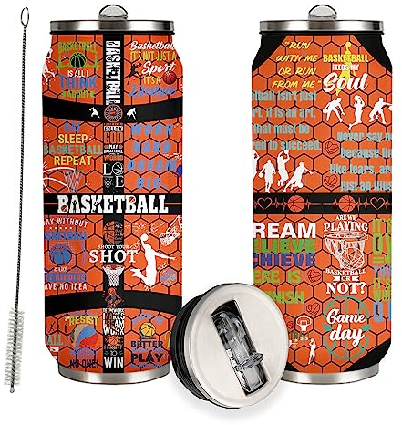 JDEIFKF Basketball Tumbler Travel Cup With Lid - Stainless Steel Vacuum Coffee Mug 17 Oz - Basketball Gifts