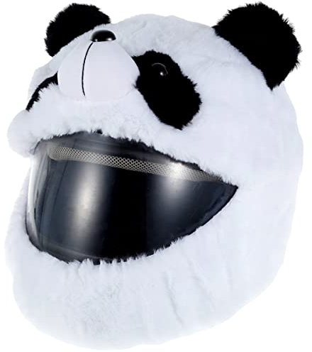 Cubierta de felpa Jtweb Cubierta de casco lindo Cosco de motocicleta Fluffy Animal Panda Motocicleta Cubierta de protección del casco Cubierta de polvo de moto de cara completa para un viaje al aire l
