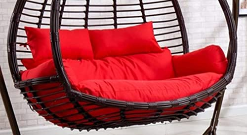 Dickes hängendes Hängematten-Stuhl-Kissen, 2-Personen-Sitzer-Ei-Nest-Stuhl-Auflage-Schaukel-Sitz-Matte für Innen-Außen-Patio-Hinterhof-Balkon-Rasen-Big rot 150 * 110 * 12 cm