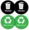 Pack of 4 Green & Black Recycling Stickers for Bins Self Adhesive (100 x 100 mm) Waterproof Recycling Stickers for Bins Papa Prints®