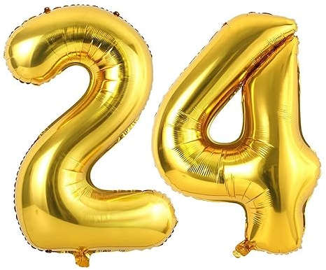 Vthoviwa 40 Zoll/18 Farbens Luftballon Zahlen 24/42 Golden, Helium Luftballon 24. Geburtstag Foil Ballon, 0123456789,10-19,20-25,30,40,50,60,70,80,90, Folienballon 24/42 Party Dekoration