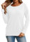 GRECERELLE Women's Crew Neck Jumpers Winter Long Sleeve Side Split Tops Loose Casual Knit Pullover Sweater for Ladies White-L