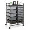 TANGZON 15 Drawers Storage Cart, Multipurpose Mobile Organizer with Lockable Wheels, Utility Rolling Trolley for Home Office Stationery Beauty & Salon (Gradient Black + Black Frame)