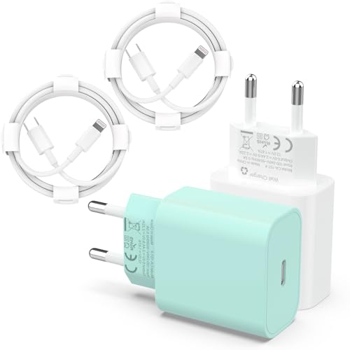 Apple MFi Zertifiziert 4 Pack 25W USB C Ladegerät iPhone Schnellladegerät mit 2M Lightning Kabel Schnellladekabel iPhone Adapter Ladekabel für iPhone 14 Pro Max Plus iPhone 13 12 11 XS 8 7 6 SE iPad