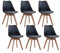 GrandCA HOME Lot de 6 Chaises de Salle à Manger avec Pieds en Hêtre Massif, Design Rétro, Chaise Rembourrée, Chaise de Cuisine en Bois, Noir-QNG