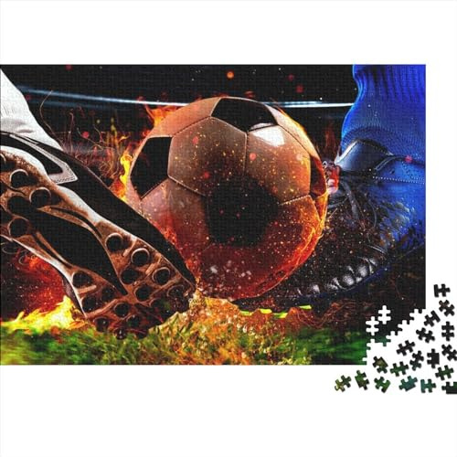 Für Erwachsene 1000-Teiliges Fußball- Und Feuer-Puzzle, Holzbrett-Puzzle, Puzzle Für Kinder, Geschenke, 75X50CM
