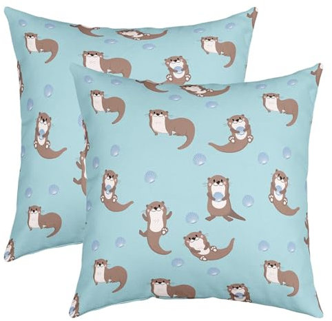 Otterative Wurf Kissenbezug Schöne Sealife Blue Shell Kissenbezug Für Auto Sofa Otters Wild Tier Home 22x22, PackVon 2