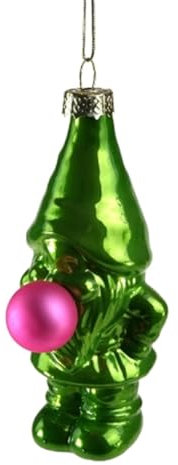 Christbaum Schmuck Anhänger Weihnachten Wichtel Zwerg grün pink Glas Deko witzig