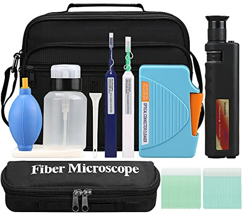 Fiber Cleaning Kit - Complete FTTH Tool Kit with Fiber Inspection Microscope, Cleaning Box, and Cleaning Pen Toolkit Brush - Network Testing Tool for Optimal Fiber Optic Cleaning