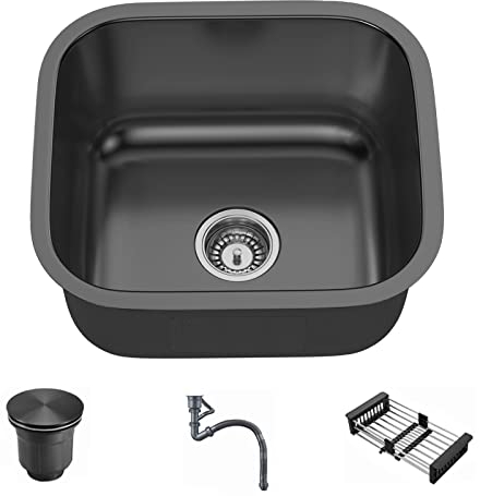 ECTbicyk spülbecken schwarz küchenspüle einbauspüle waschbecken küche spülbecken edelstahl waschbecken bad (35x33CM)