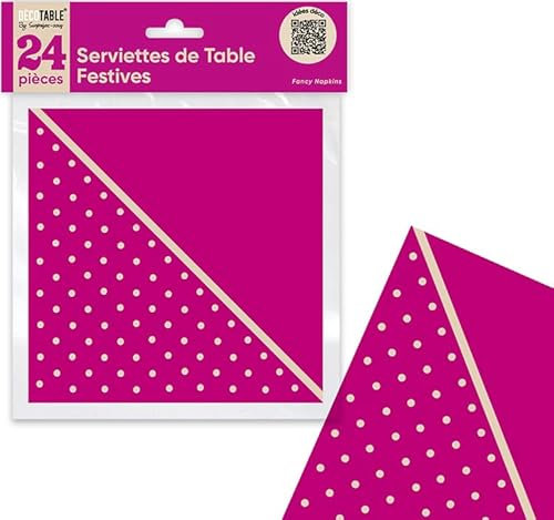 SERVIETTES DE TABLE FESTIF X 24 FUCHSIA