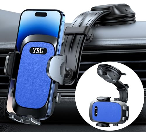 【2025 Neust & Stärkst】Handyhalterung Auto【Upgrade Biegbarer Aluminium Saugnapf】Handy Halterung Auto 360° Drehbar Auto Handyhalter Armaturenbrett Scheibe für iPhone 16 Pro Max 15 14 Samsung usw Blau